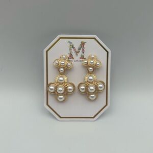 *New* Mia Charro Goldtone and Faux Pearl Dangle Earrings